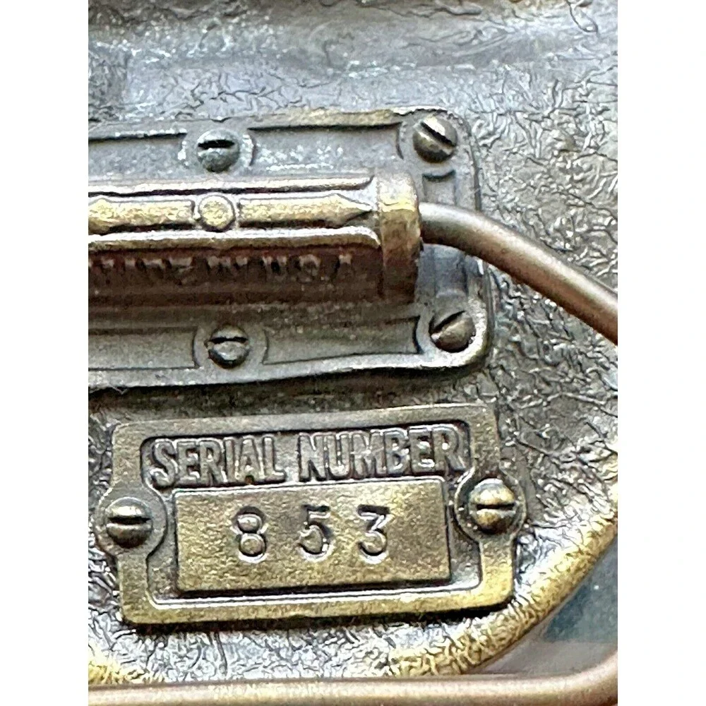 1982 Mechanic Spark Plug Metal Belt Buckle Great American Buckle Co Enamel USA
